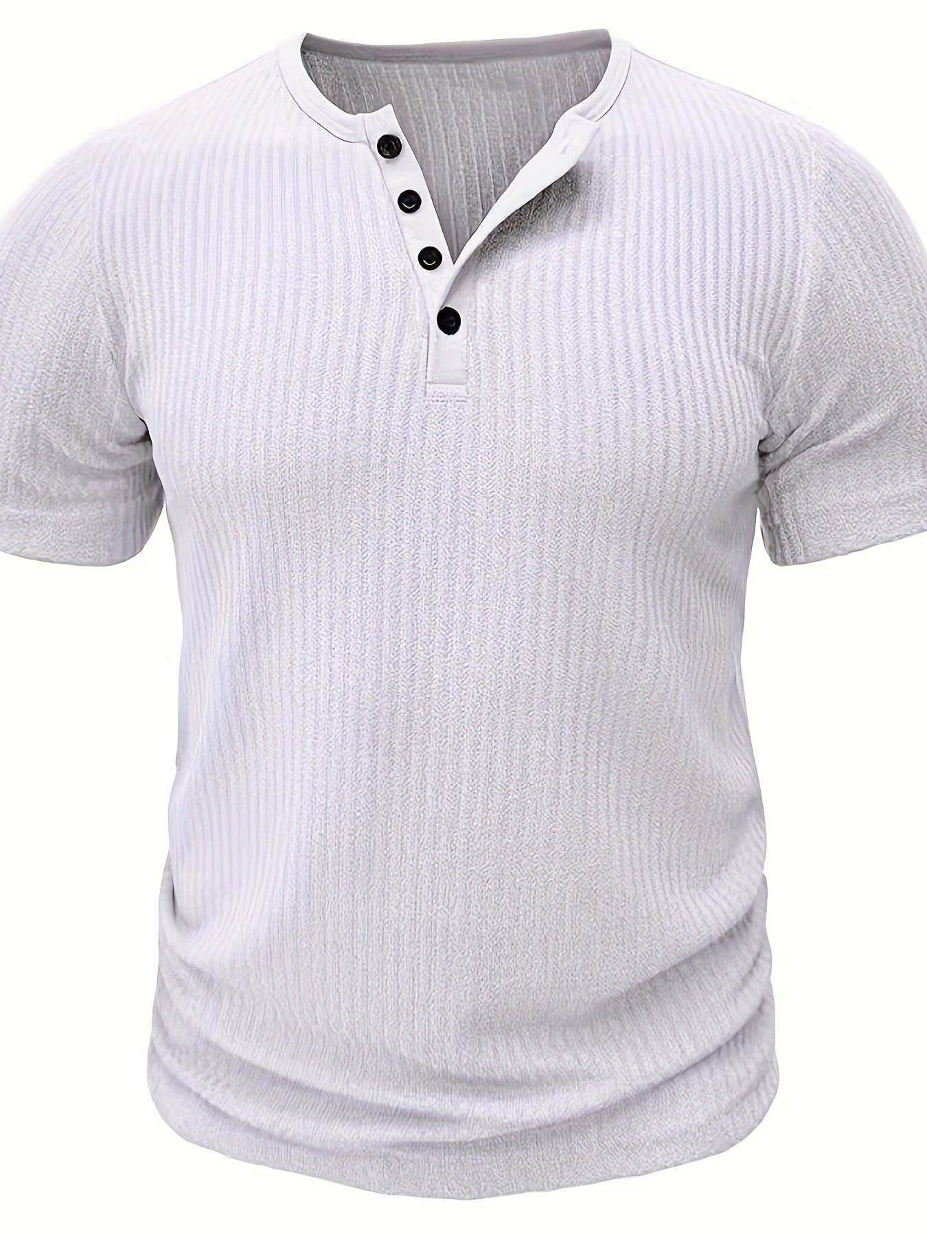 Herren Henley T-Shirt mit Knopfleiste – Lässiges Rippenmuster, Kurzarm, Alltag & Freizeit