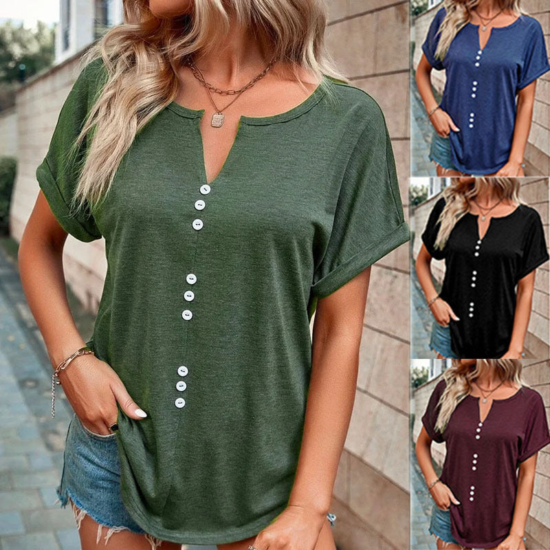 Lauren – Lockeres Damenbluse mit Knopfdesign