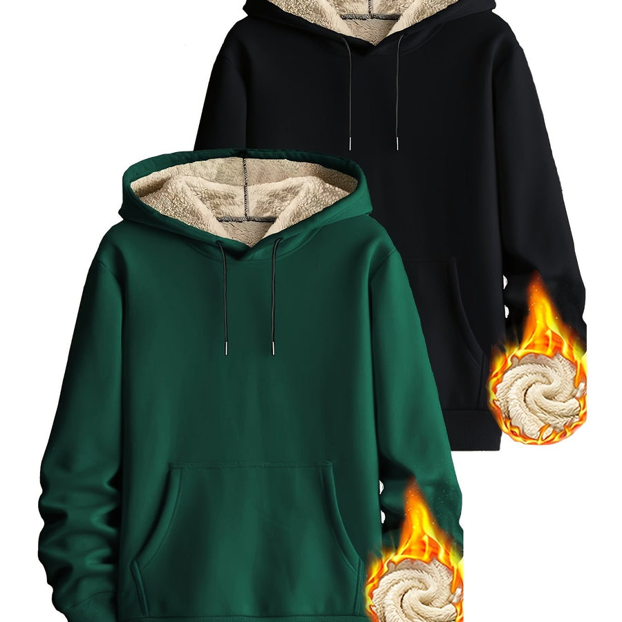 Unisex Hoodie mit Plüschfutter – Warmer Kapuzenpullover mit Kängurutasche