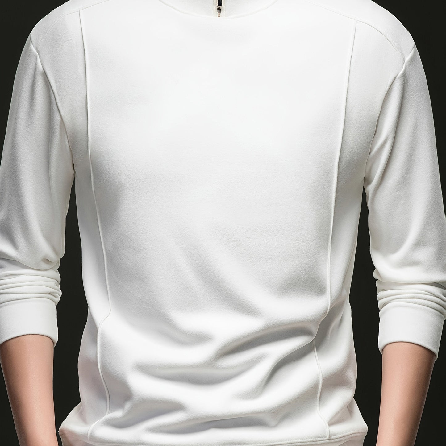 Herren Halb-Reißverschluss Pullover Stehkragen Langarm Shirt Uni
