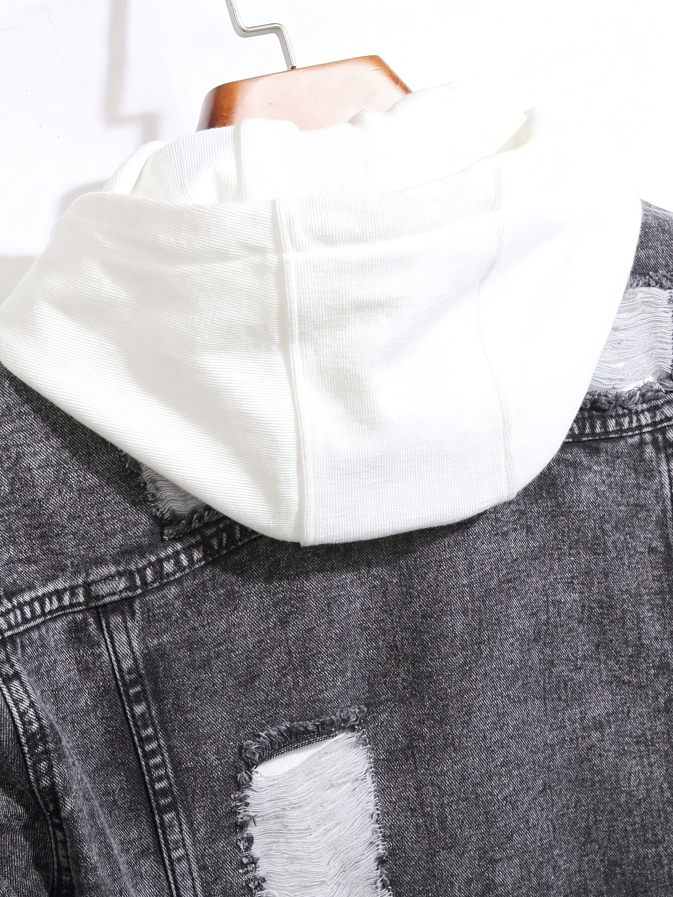 Herren Jeansjacke mit Zerstörungen Schwarz Grau