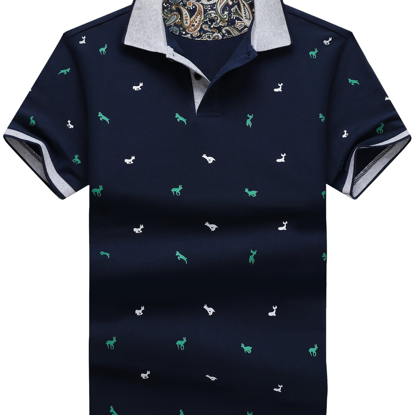 Herren Polohemd mit Muster und Kontrastkragen – Modernes Freizeit-Design