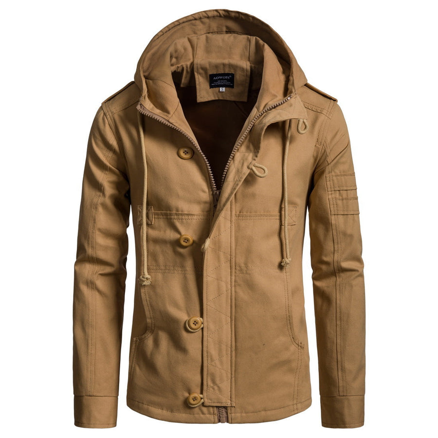 Herenhoodie-jack met ritssluiting & knopen, diverse kleuren