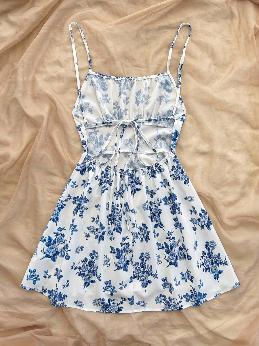 Damen Sommerkleid Elegant mit Blumenmuster und Spaghettiträgern – Perfekt für Freizeit und besondere Anlässe