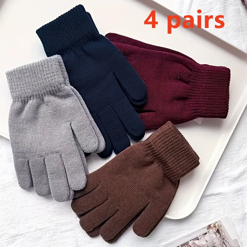 Unisex Strickhandschuhe 5-Finger-Design mit Rippenbündchen