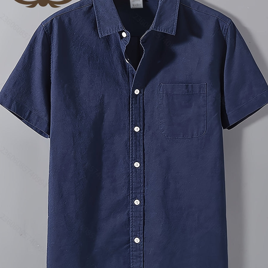 Herren Kurzarm Freizeithemd mit Brusttasche – Klassisches Button-Down Design für Büro und Alltag