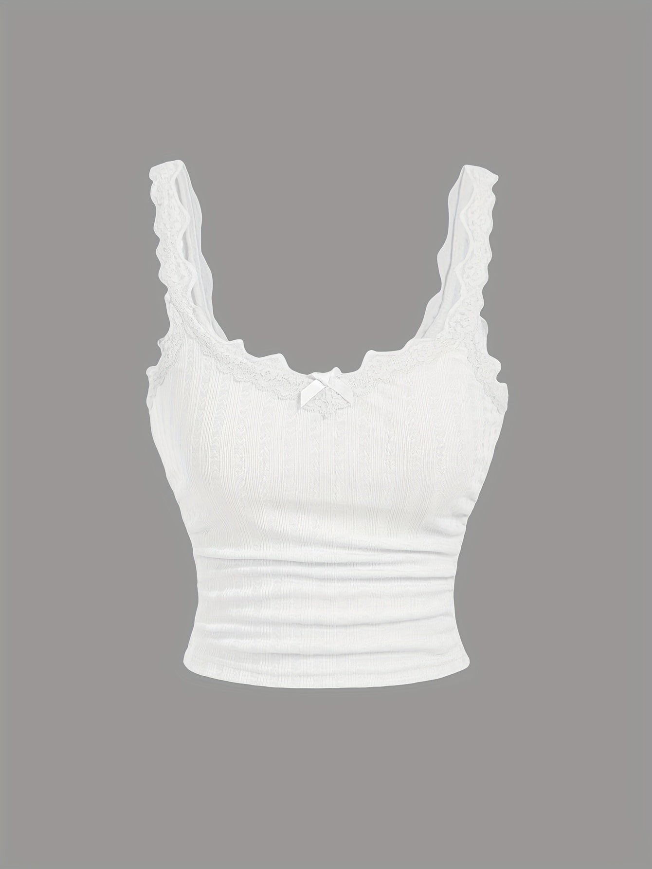 Damen Coquette Stil Spitzentop mit Schleife – Feminines Camisole für Freizeit und Loungewear