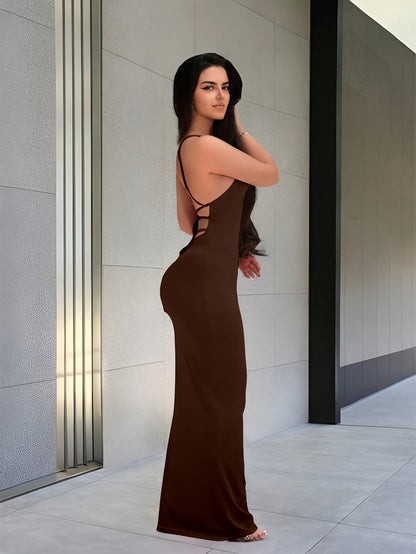 Damen Abendkleid mit Rücken Schnürung – Elegantes Maxi Kleid für besondere Anlässe