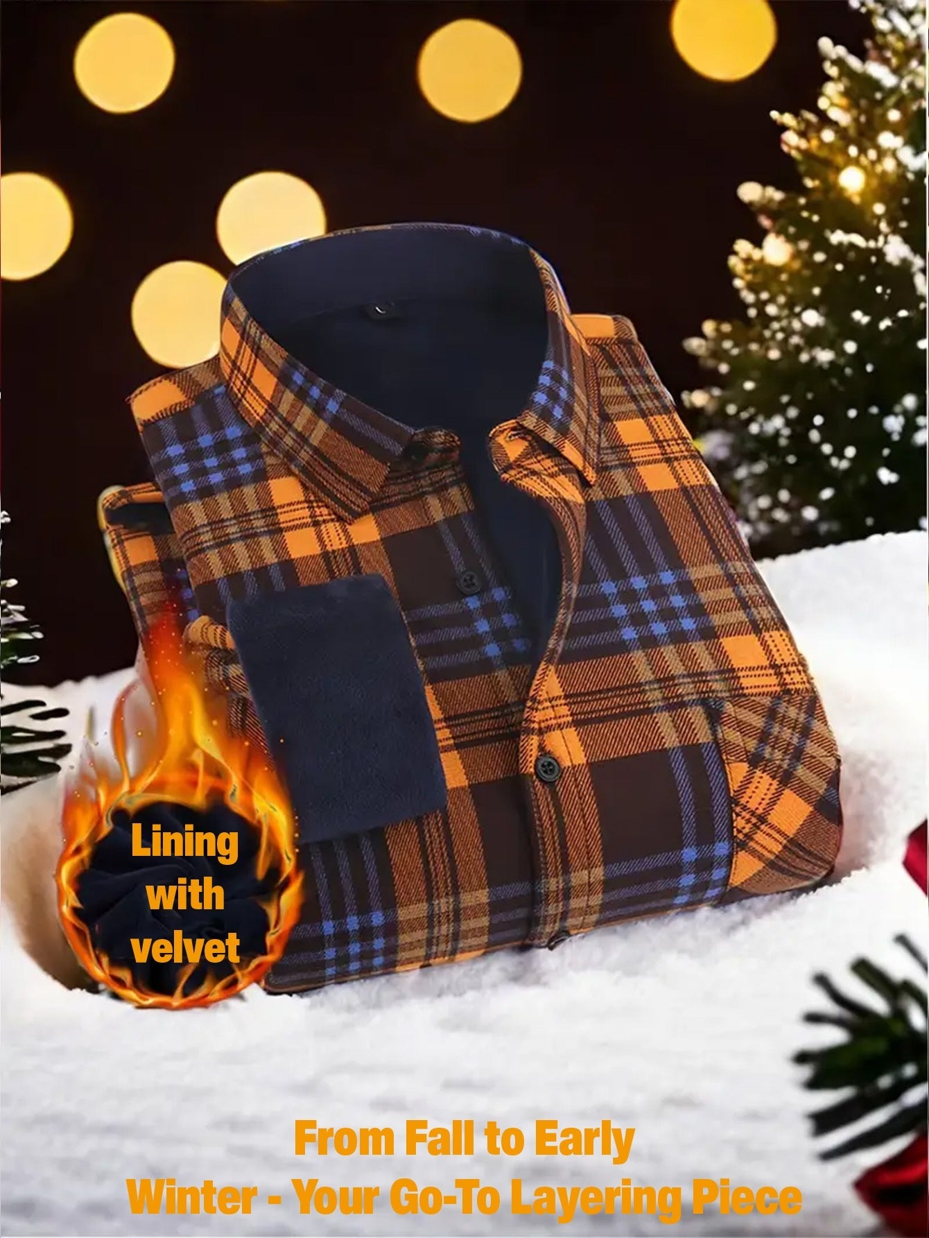 Herren Kariertes Hemd gefüttert Winter Langarm Flanell-Look