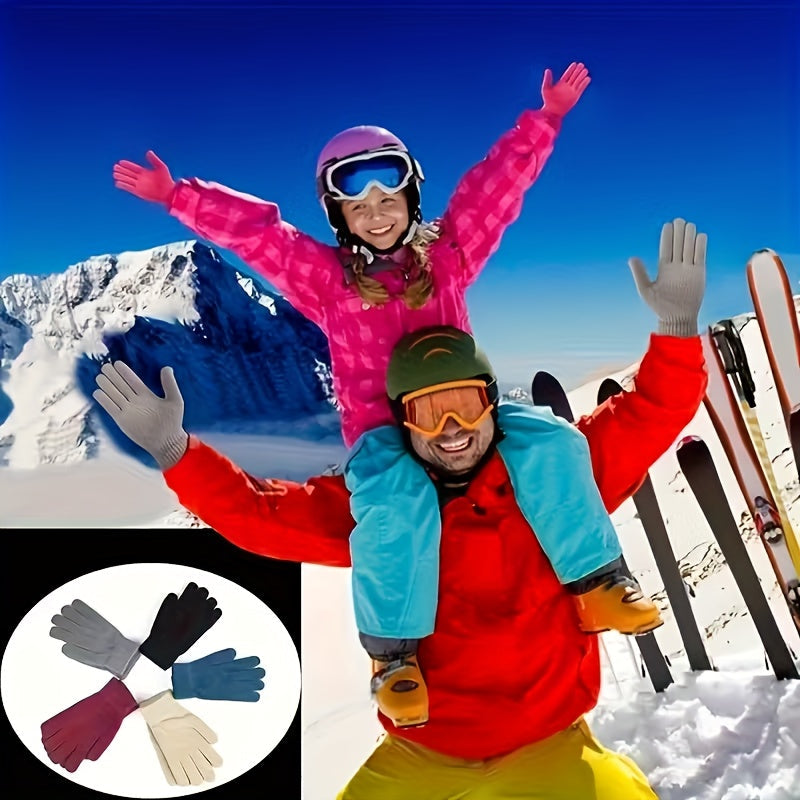 Unisex Strickhandschuhe 5-Finger-Design mit Rippenbündchen