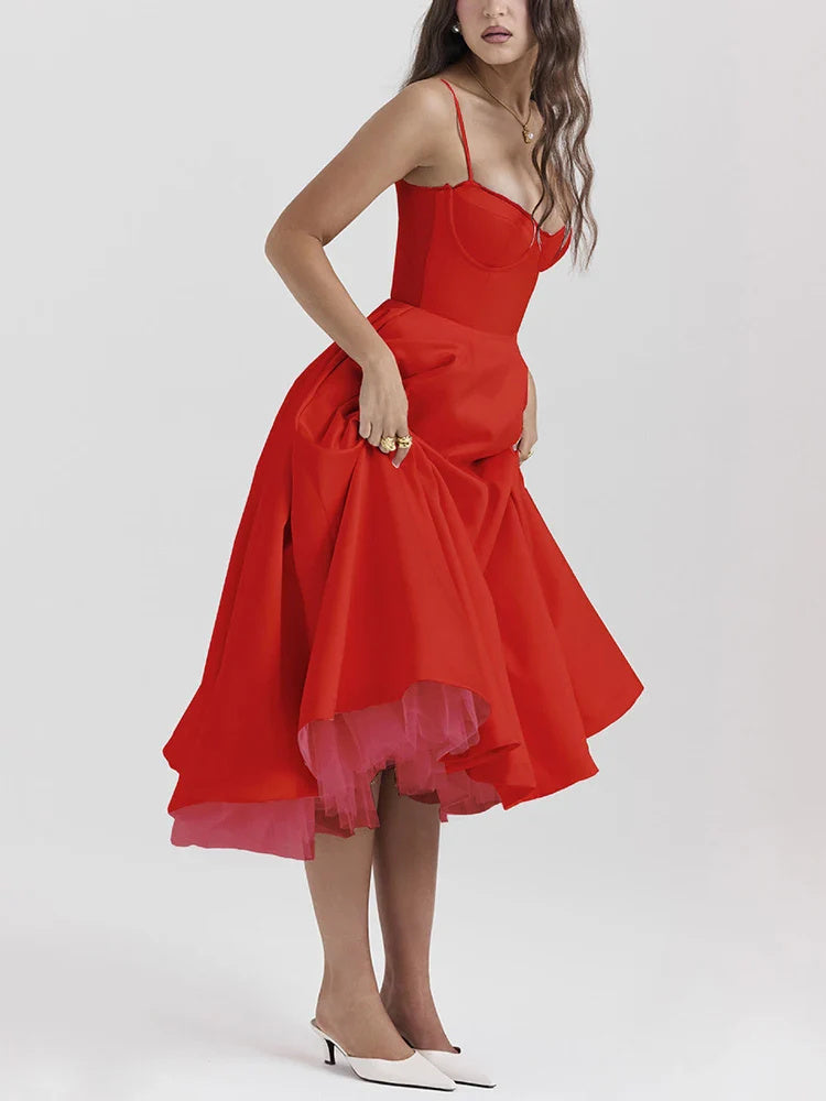 Julie – Langes ärmelloses Damenkleid mit V-Ausschnitt