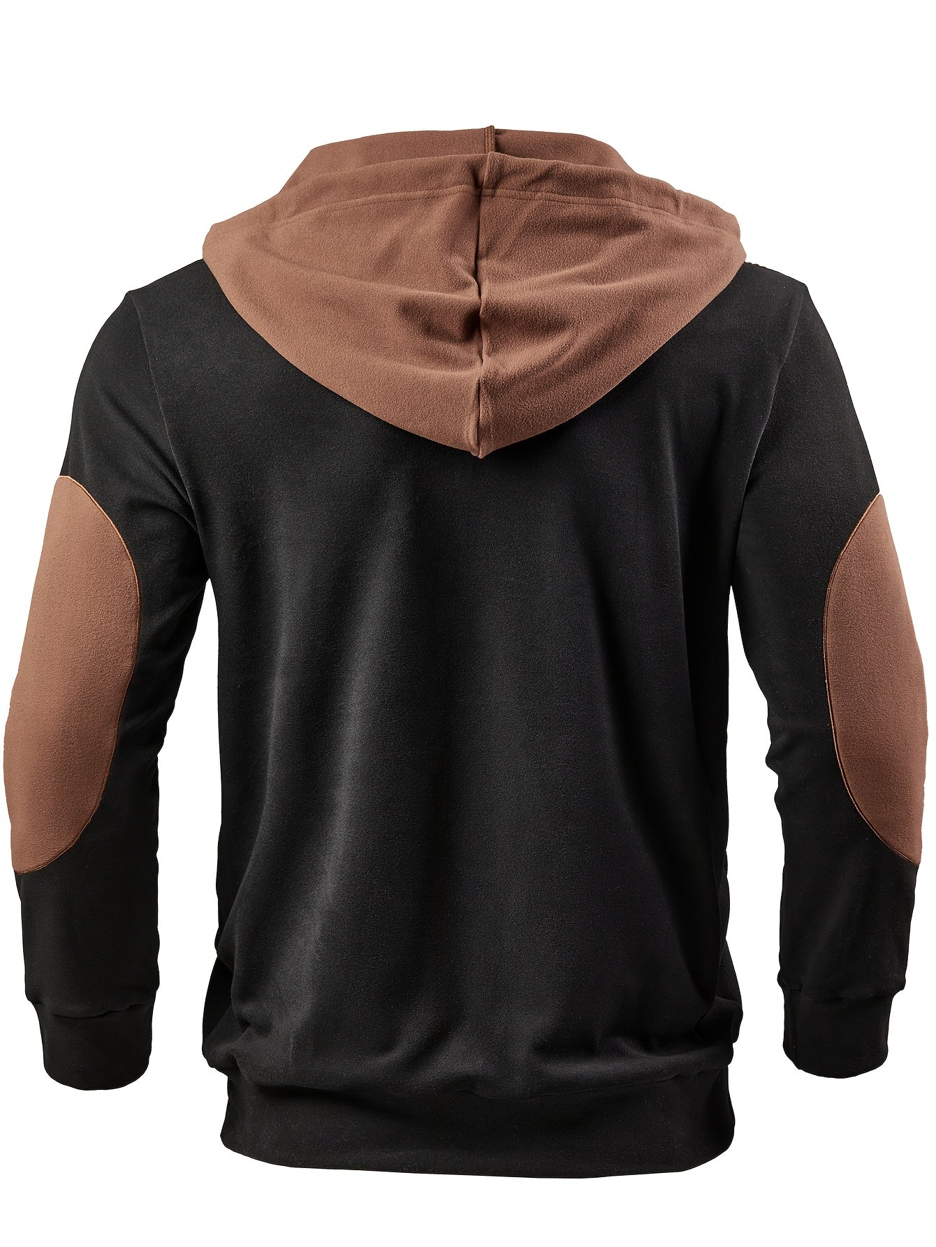 Herren Hoodie mit Schnürung und farbigen Akzenten Schwarz Braun