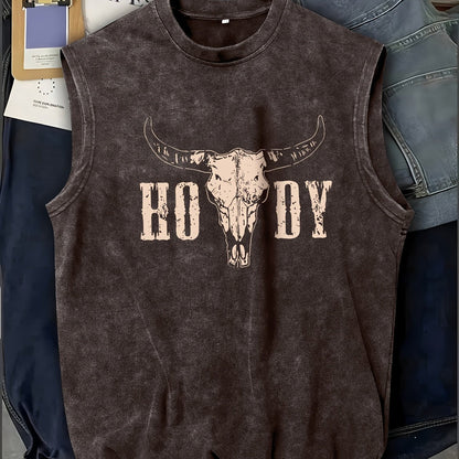 Herren Ärmeloses Western Shirt mit Print – Casual Streetwear für Outdoor und Festivals