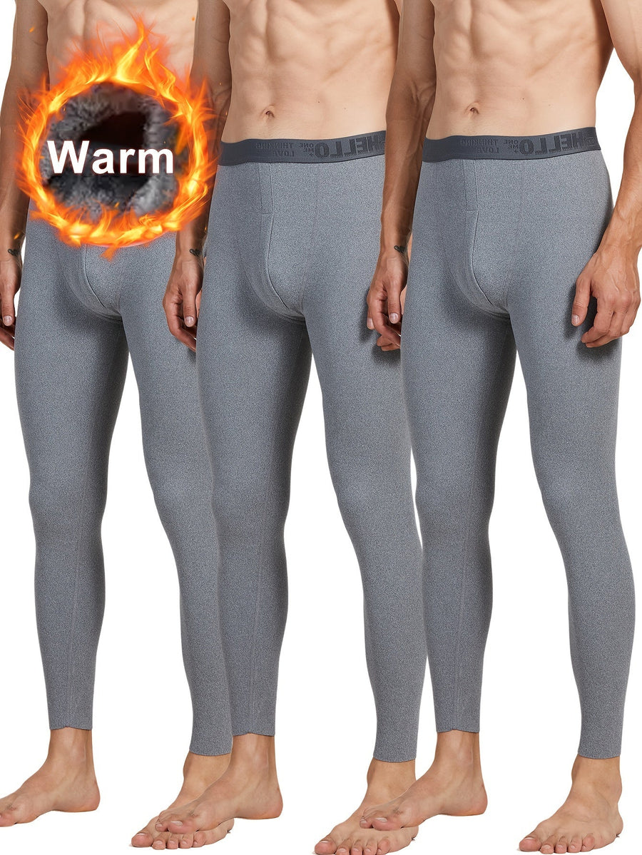 3er Pack Herren Thermo-Unterhosen Lang Warm Schwarz/Grau/Blau