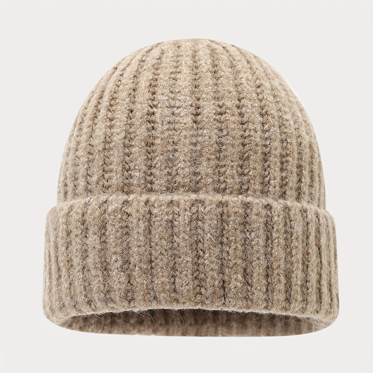 Unisex Strickmütze Schal Handschuh Set Gerippt Beige Winter Accessoire