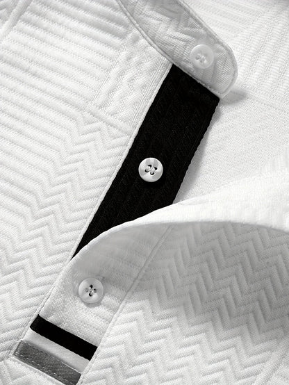 Herren Henley Shirt mit Strukturmuster – Modern, Smart-Casual, Vielseitig