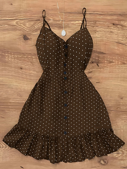 Damen Polka Dot Kleid mit Knopfleiste und Rüschen – Vintage-inspirierter Sommer-Look