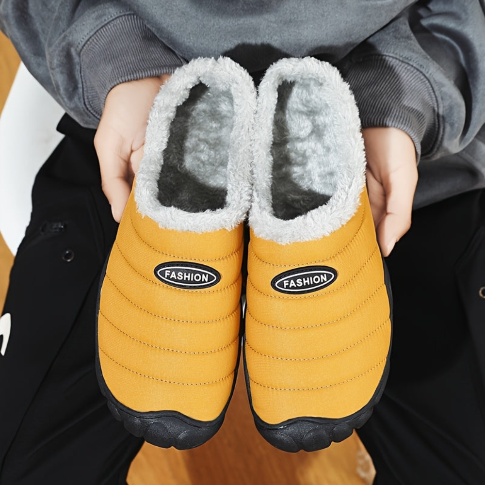 Unisex Winter Pantoffel gesteppt mit warmer Fütterung rutschfeste Sohle