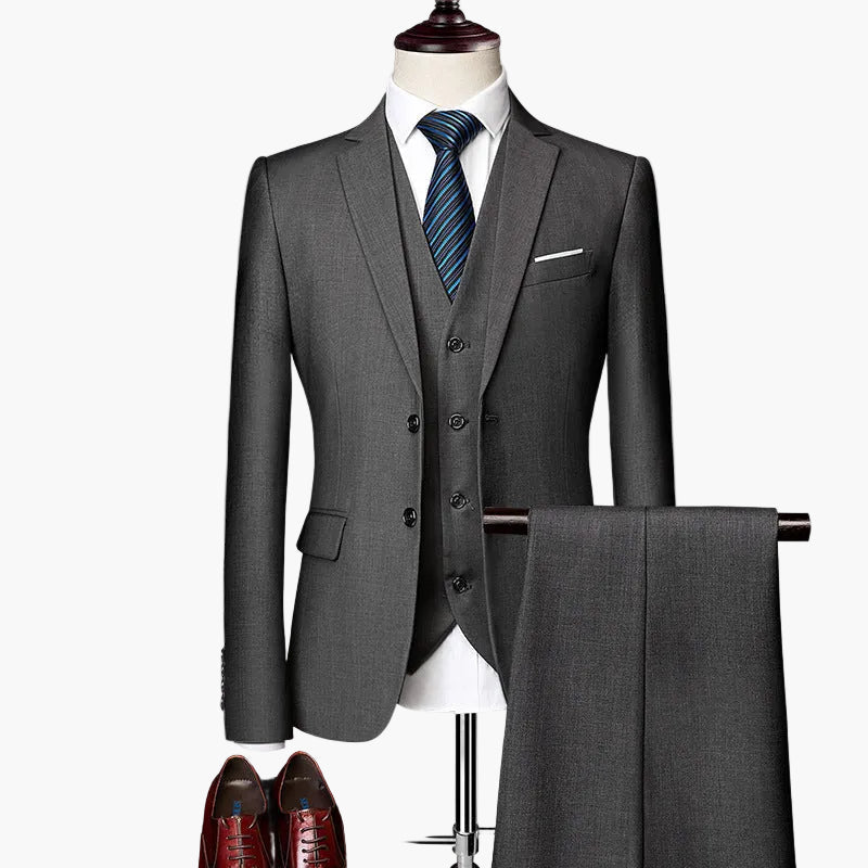Herren 3-teiliges Slim Fit Anzugset für festliche Anlässe und Business