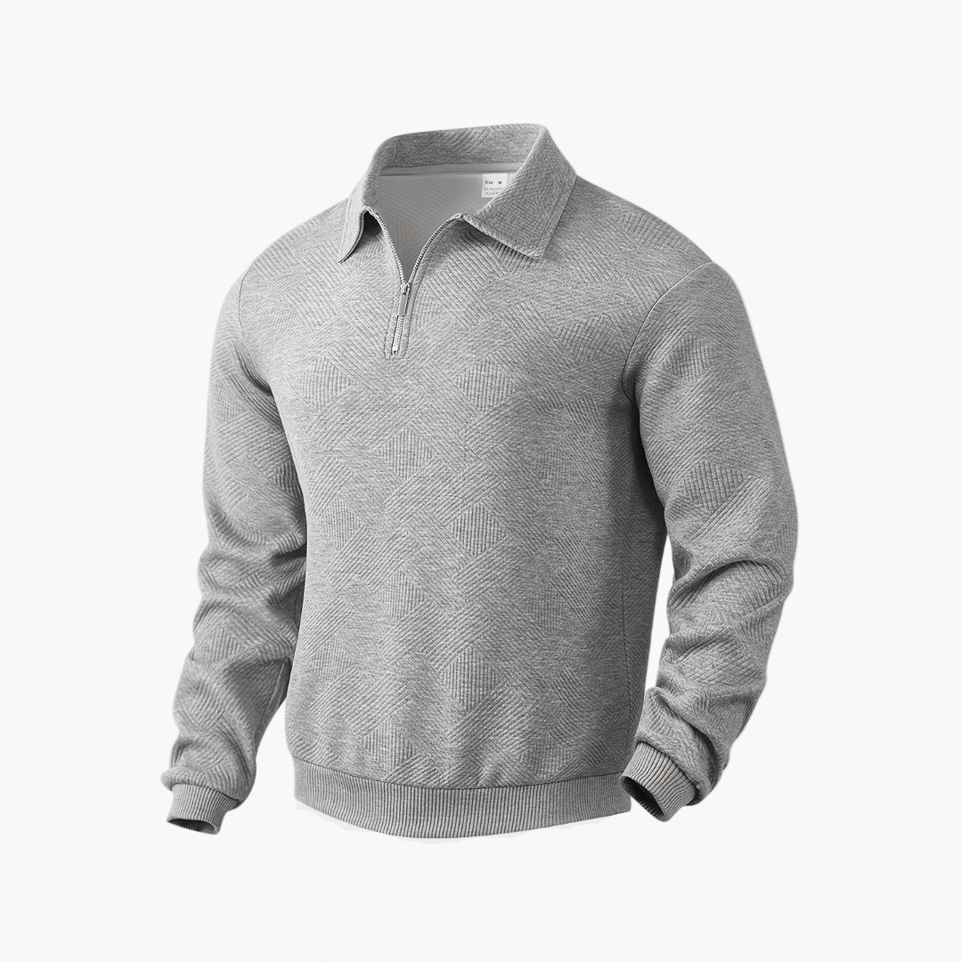 Herren Vintage Sweatshirt mit Reißverschluss-Kragen und geometrischem Muster – Lässig & Stilvoll für Alltag und Freizeit