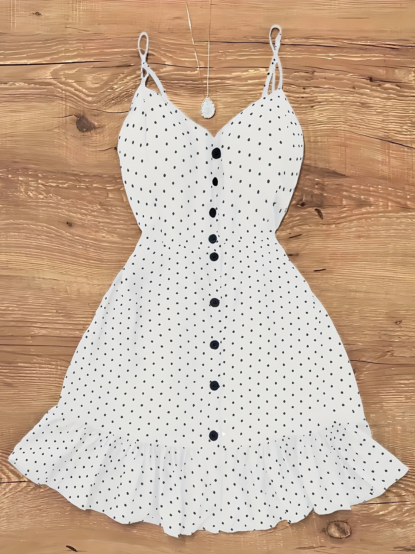 Damen Polka Dot Kleid mit Knopfleiste und Rüschen – Vintage-inspirierter Sommer-Look