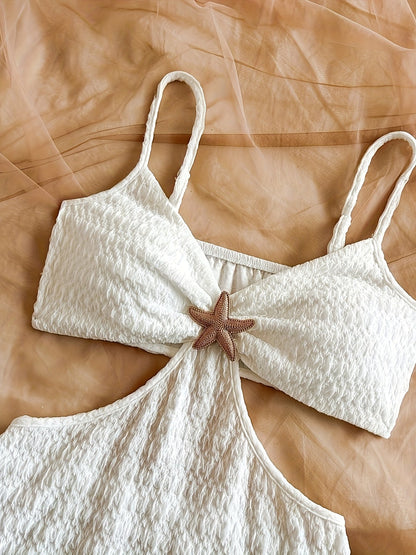 Damen Bodycon Minikleid mit Cut-Out und Seestern-Detail – Stilvolles Strand- und Urlaubsoutfit