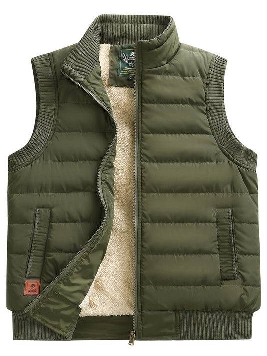 Steppweste mit Stehkragen und Rippstrickdetails - Warm gefüttert - Herren