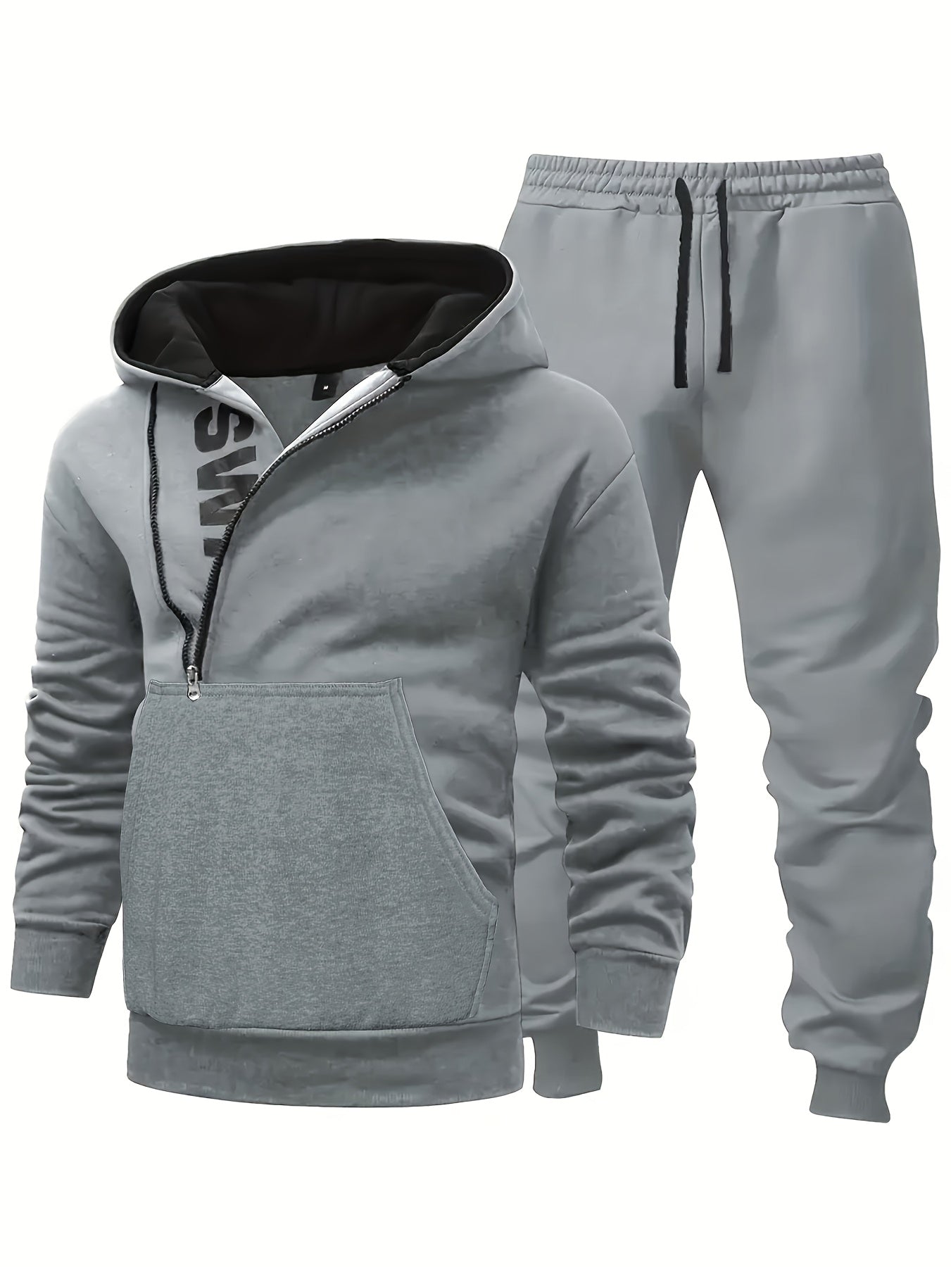 Herren Trainingsanzug mit Kapuzenpullover und Hose, Reißverschluss, Kordelzug, Langarm