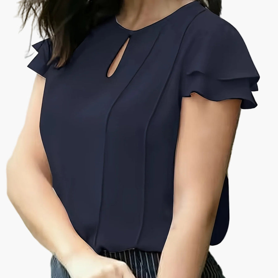 Damen Elegante Bluse mit Volantärmeln und Schlüssellochausschnitt – Perfekt für Büro und Ausgehen