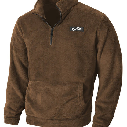 Fleece Pullover Herren mit Reißverschluss und Bauchtasche Stehkragen