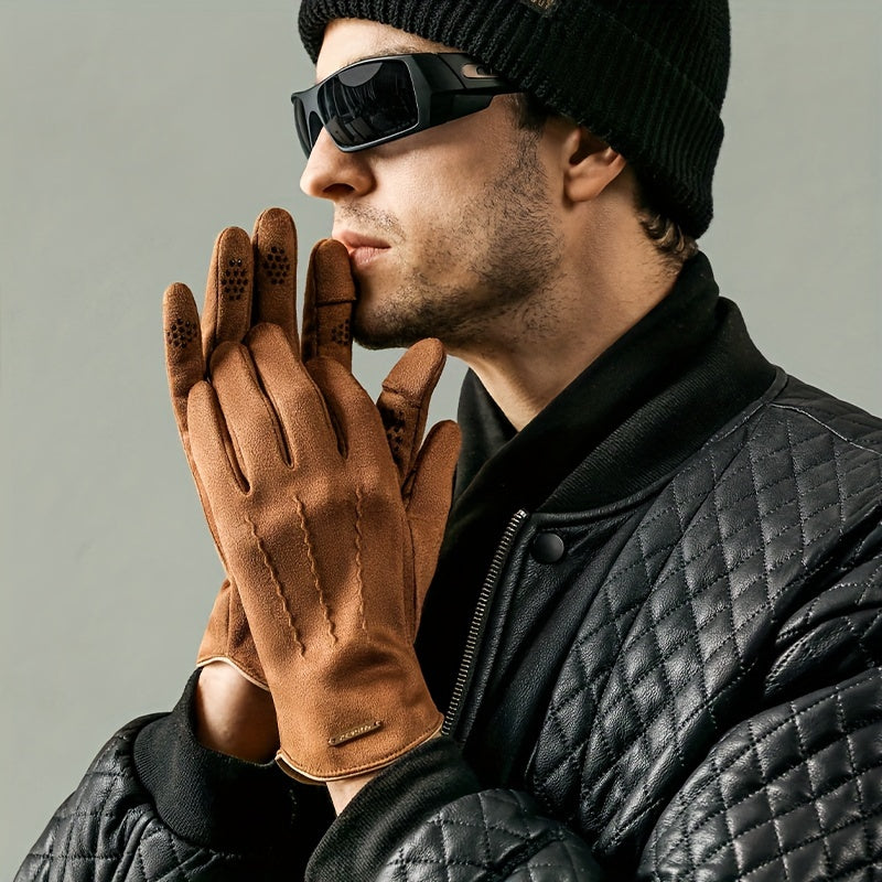 Unisex handschoenen met gestructureerd gripgedeelte en manchet in een contrasterende kleur
