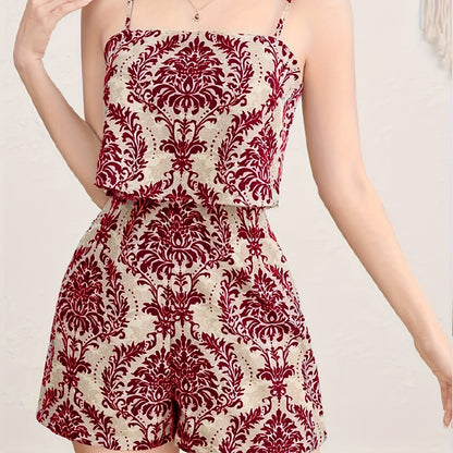 Damen Jumpsuit mit Trägern und elegantem Ornamentmuster – Stilvoller Einteiler für Freizeit und besondere Anlässe
