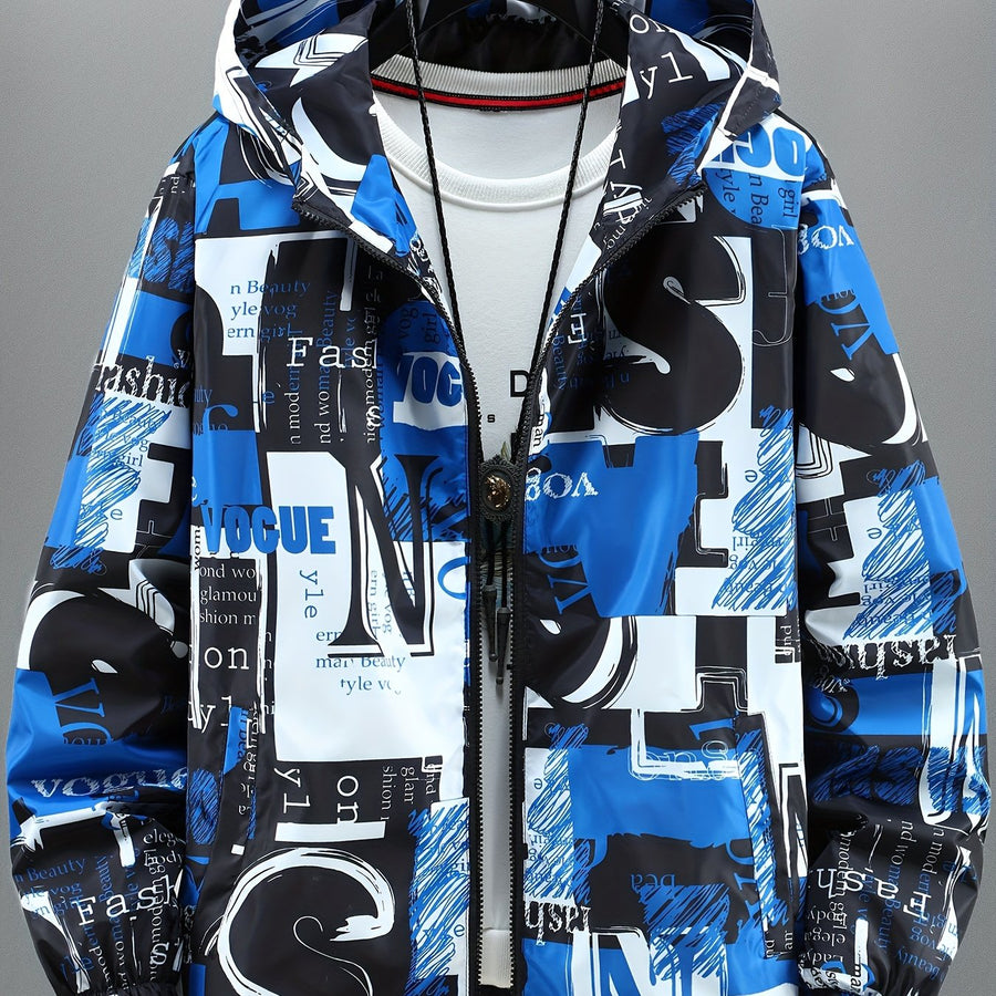 Übergangsjacke Herren Damen mit Kapuze & Allover-Print - Bunt
