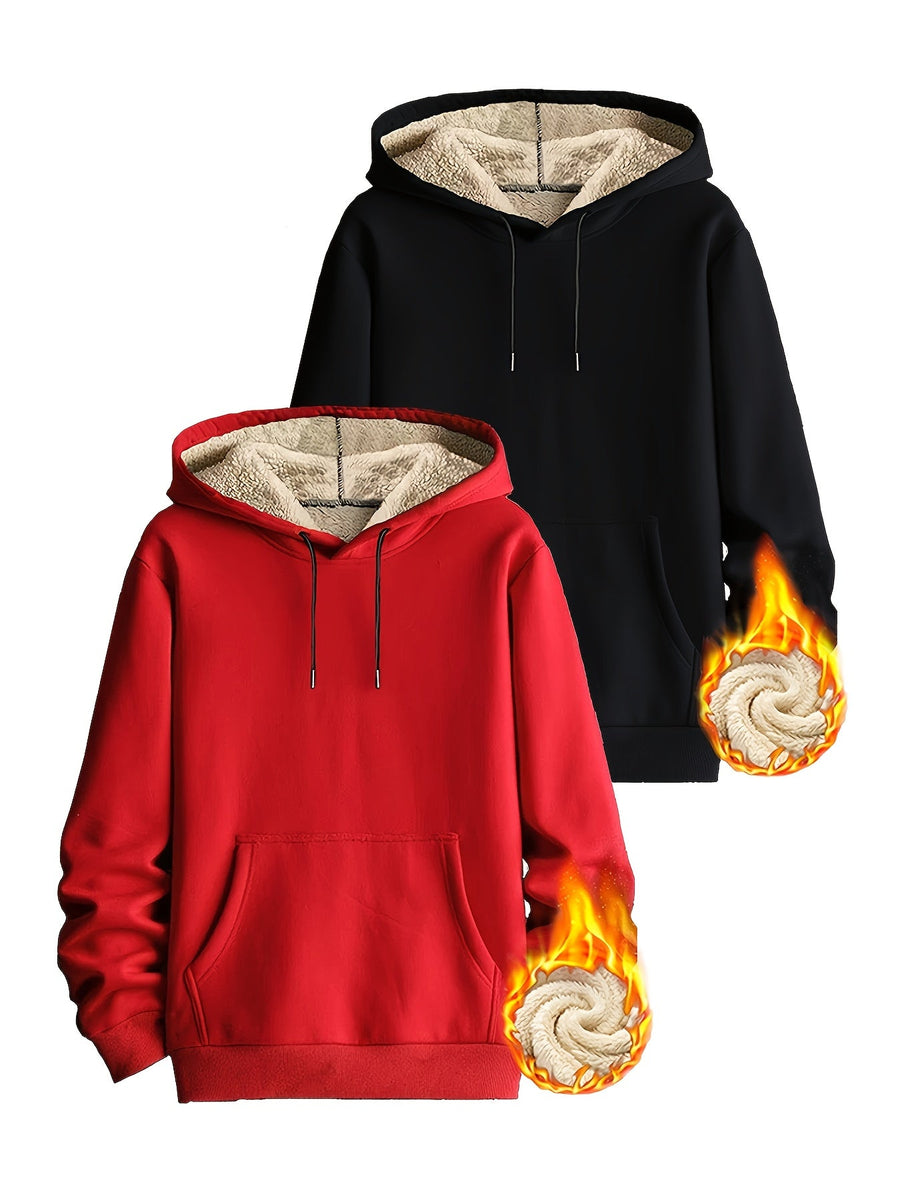 Unisex Hoodie mit Plüschfutter – Warmer Kapuzenpullover mit Kängurutasche