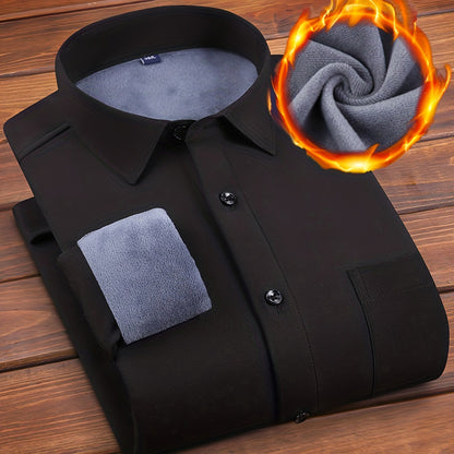 Herren Hemd langärmlig warm gefüttert Winterhemd Freizeithemd mit Brusttasche