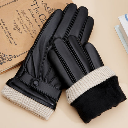 Unisex zwarte winterhandschoenen met gebreide boord en zachte voering