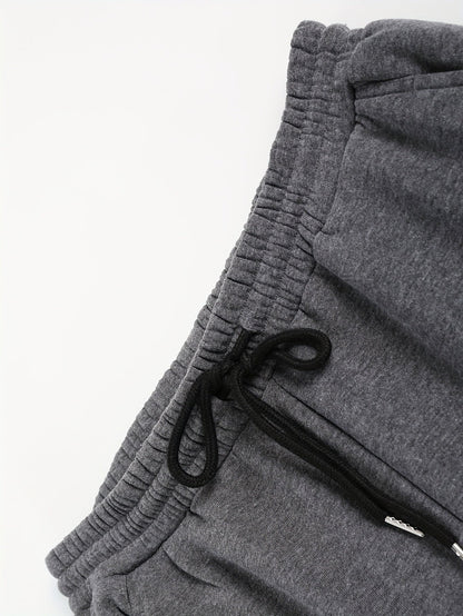 Herren Kariertes Flanell Hemd mit Kapuze & Einfarbige Jogginghose Set Grau