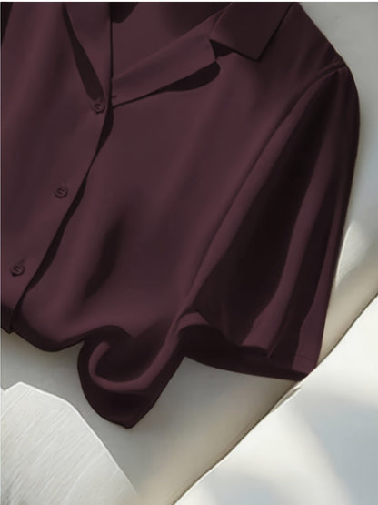 Damen Kurzarm Bluse mit Knopfleiste und klassischem Kragen – Eleganter Freizeit- und Business-Look