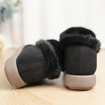 Damen Hausschuhe Rosa mit Kunstfellfutter & Schleife, Bequeme Winter Pantoffeln