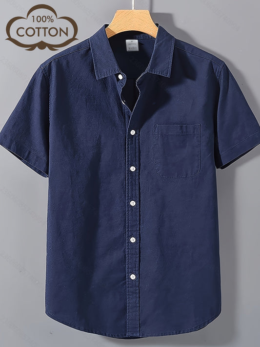 Herren Kurzarm Freizeithemd mit Brusttasche – Klassisches Button-Down Design für Büro und Alltag