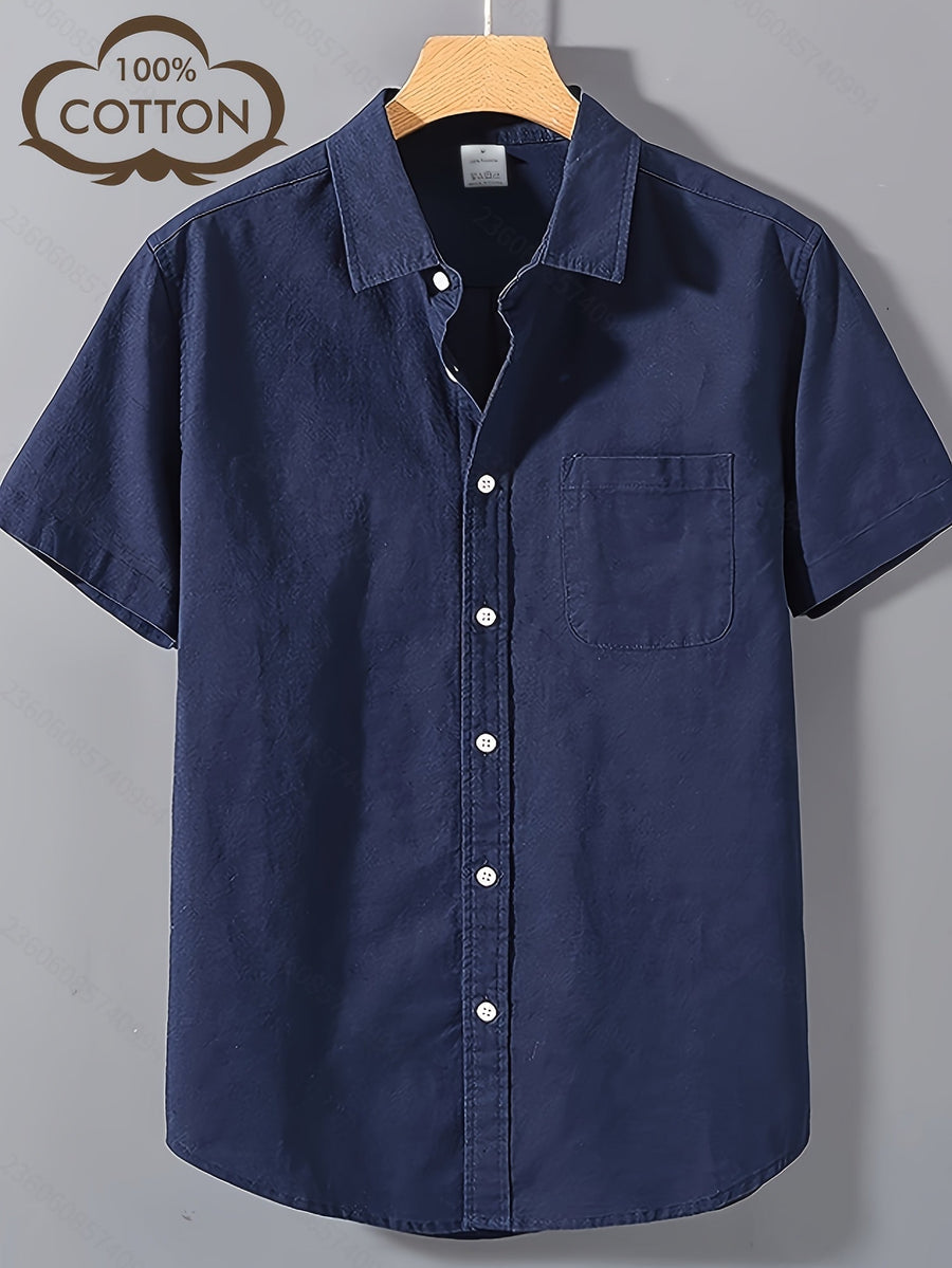 Herren Kurzarm Freizeithemd mit Brusttasche – Klassisches Button-Down Design für Büro und Alltag