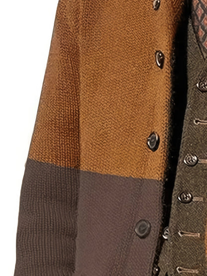 Herren Strickjacke gestreift mit Schalkragen und Knöpfen