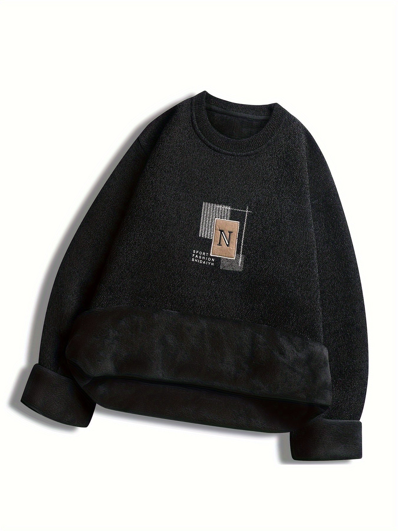 Unisex Langarm Sweatshirt Pullover mit Rundhalsausschnitt und Innenfutter