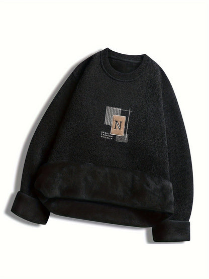 Unisex Langarm Sweatshirt Pullover mit Rundhalsausschnitt und Innenfutter