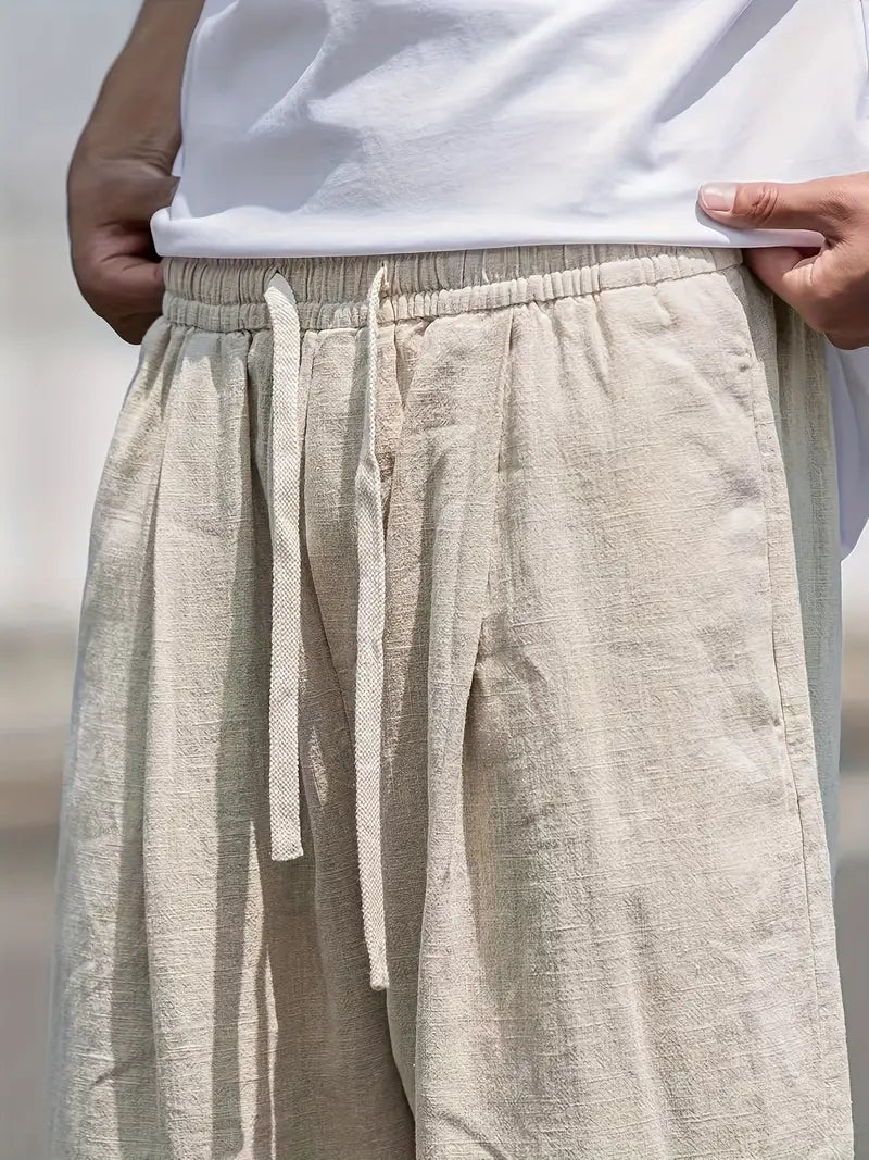Herren Baggy Freizeithose – Lässige Veganes Leinenhose im Oversize-Stil für Alltag & Urlaub