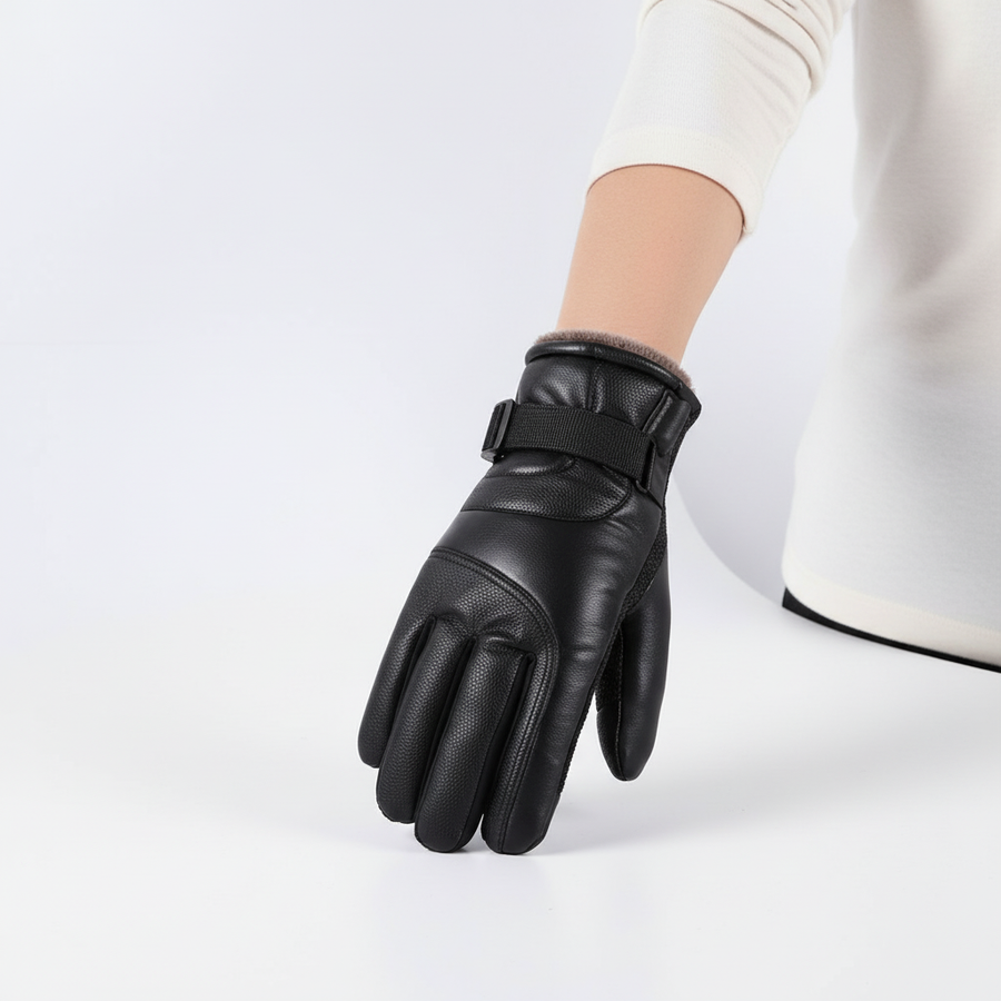 Schwarze Fahrradhandschuhe mit Schnallenverschluss