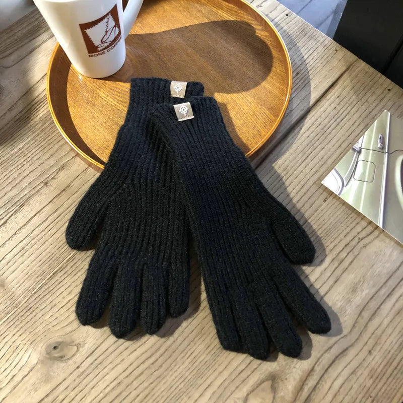 Unisex Winterhandschuhe Strickhandschuhe Gerippt mit Label-Detail