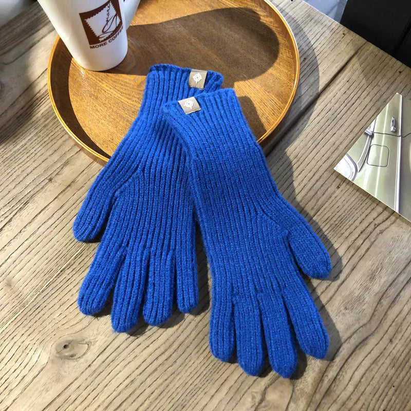 Unisex Winterhandschuhe Strickhandschuhe Gerippt mit Label-Detail