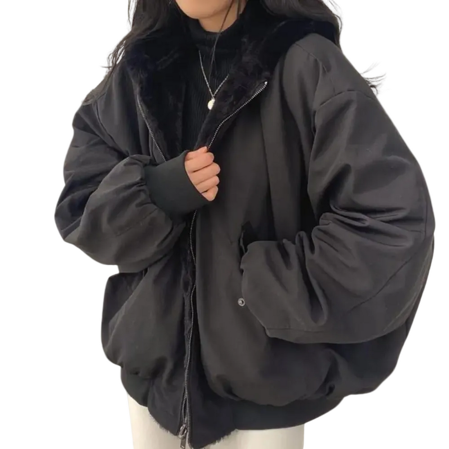 Unisex Bomberjacke mit Plüschfutter Reißverschluss