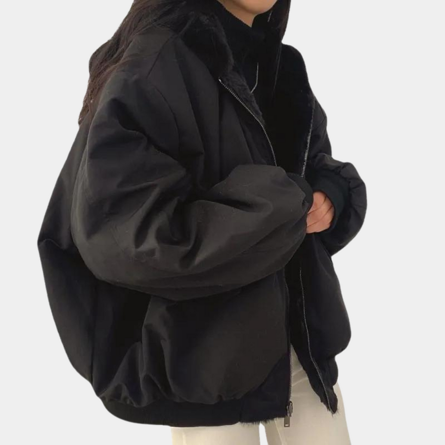 Unisex Bomberjacke mit Plüschfutter Reißverschluss